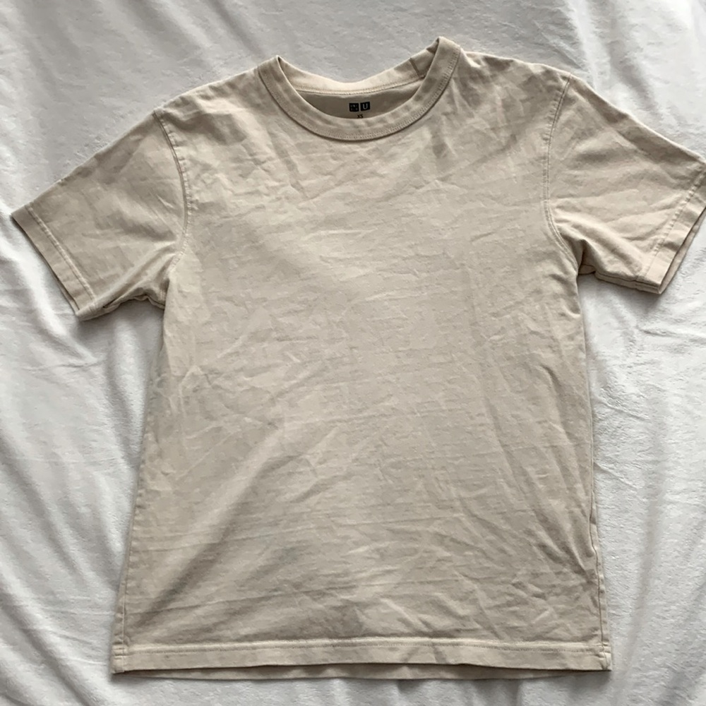 UNIQLO Women’s Tan and Cream T-shirt